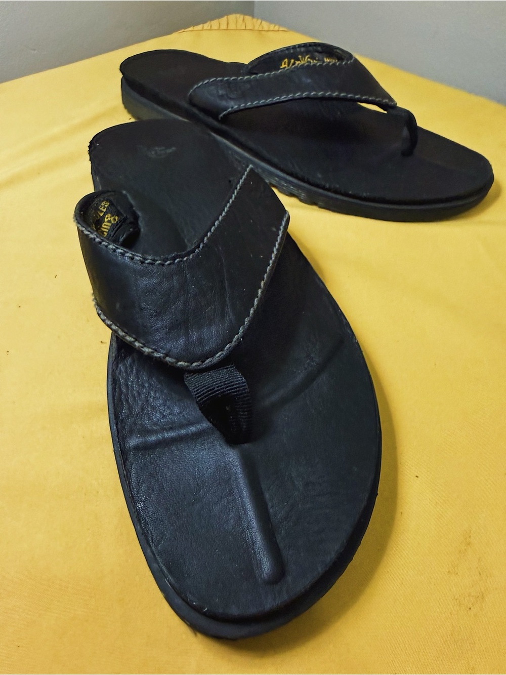 Dr. Martens Black Leather Flip-Flop Sandals